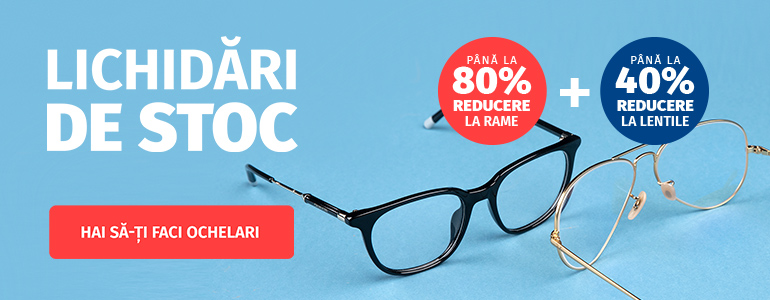 Lichidări de stoc cu
reduceri de până 80% la ochelarii de soare și de vedere! Profită și tu!
