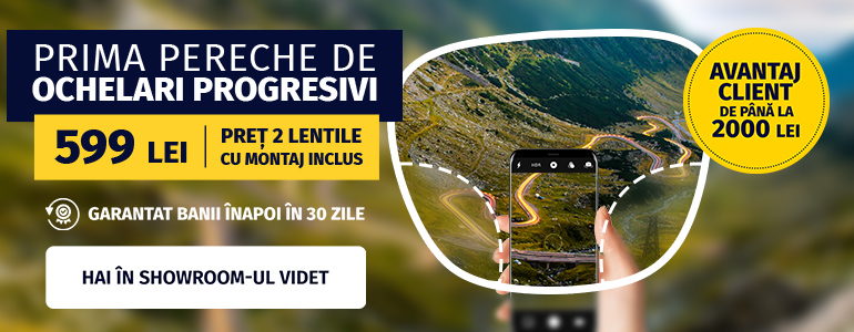 Prima pereche de
ochelari progresivi la doar 599 lei!
