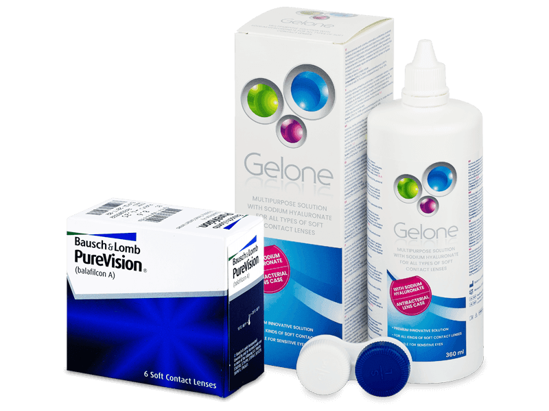 Pachet PureVision (6 lentile) + soluție Gelone 360 ml