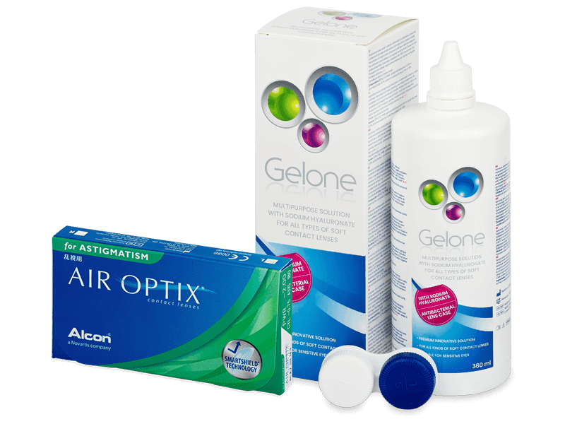 Pachet Air Optix for Astigmatism (6 lentile) + soluție Gelone 360 ml