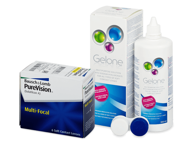 Pachet PureVision Multi-Focal (6 lentile) + soluție Gelone 360 ml