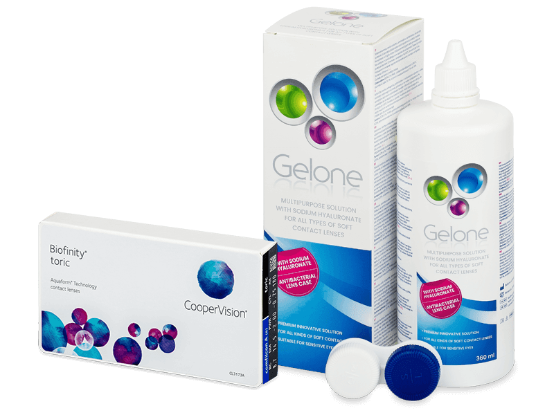 Pachet Biofinity Toric (6 lentile) + soluție Gelone 360 ml