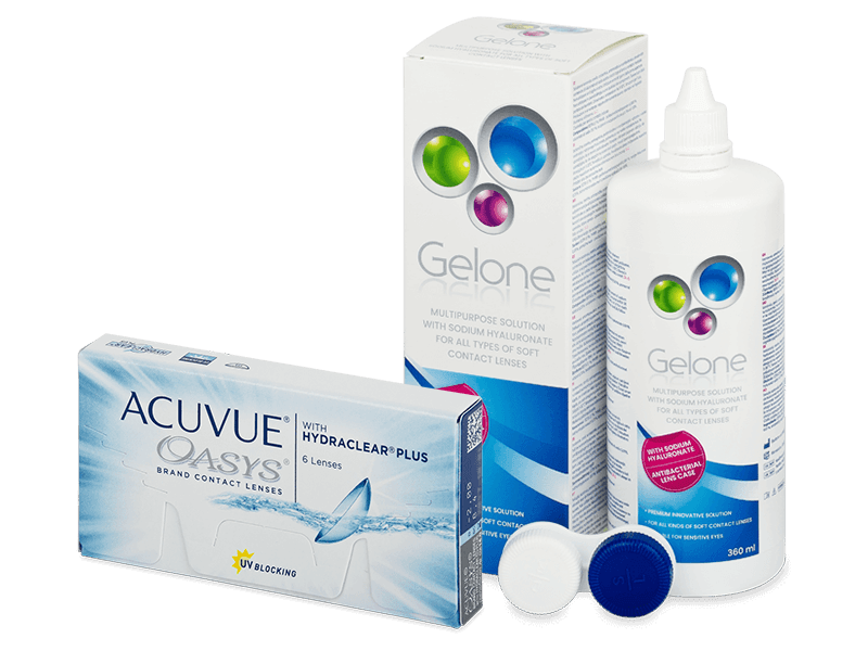 Pachet Acuvue Oasys (6 lentile) + soluție Gelone 360 ml