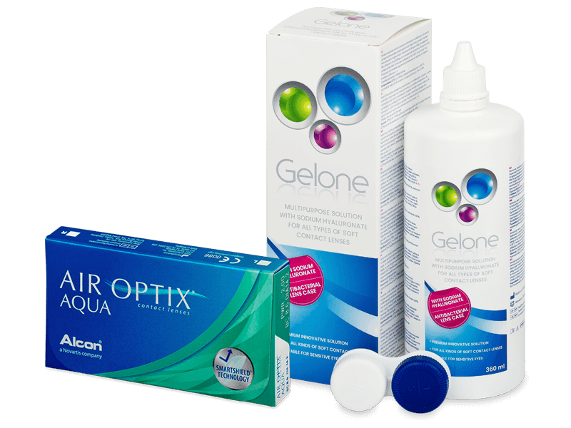 Pachet Air Optix Aqua (6 lentile) + soluție Gelone 360 ml